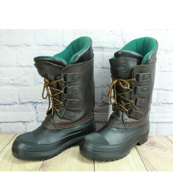 LL Bean Women’s Brown Leather Waterproof Insulated Duck Boots Size 7 - Picture 2 of 9
